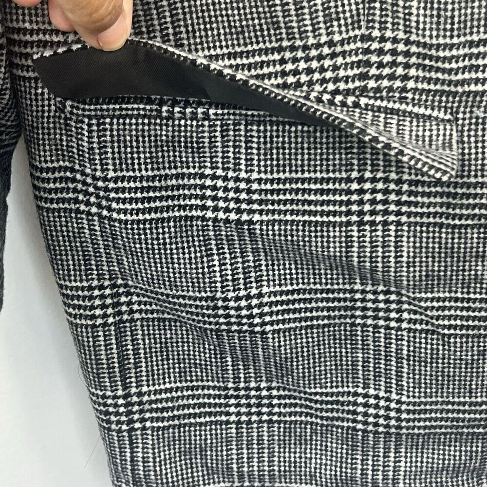 Everlane Oversized Glen Plaid Wool Blazer Size 16 Black Gray Houndstooth - Picture 6 of 14